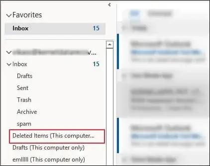Click on the Deleted Items