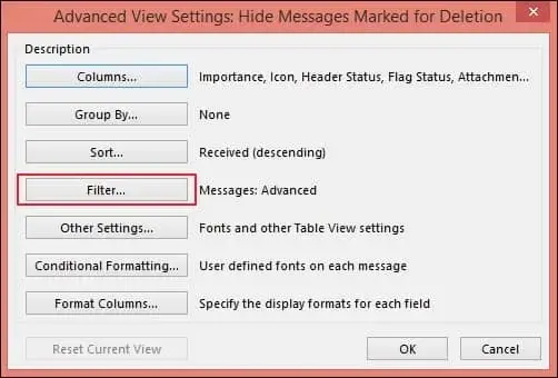 Click on the Filter option