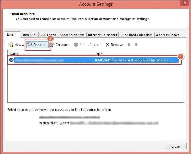 Choose the account under the Email
