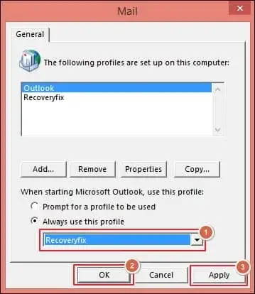 choose the created profile as default