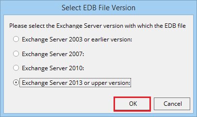 Choose the version of Exchange Server. Click OK