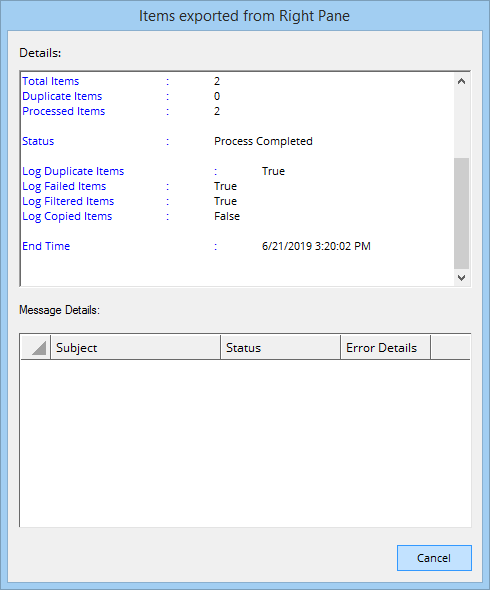 show a report depicting the status of each message