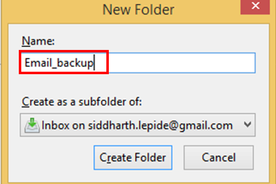 Enter a folder name and proceed