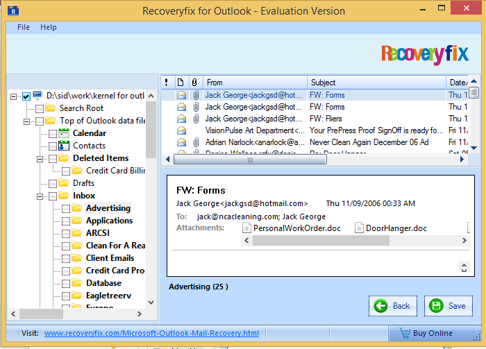 now can Save the recovered PST file(s)