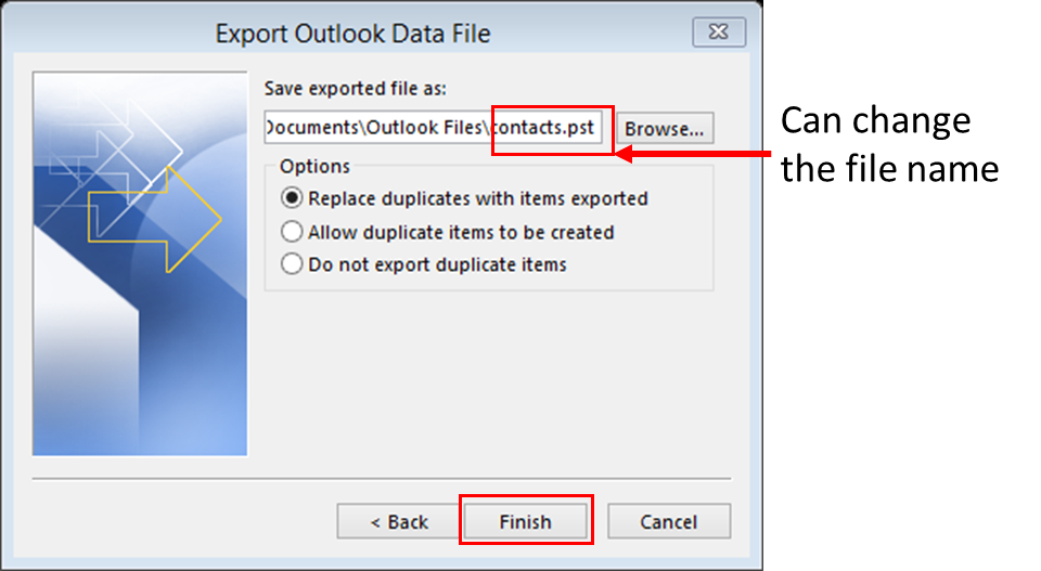 Next, provide the location and save the PST file