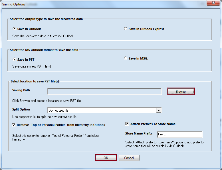 Split file” after the recovery