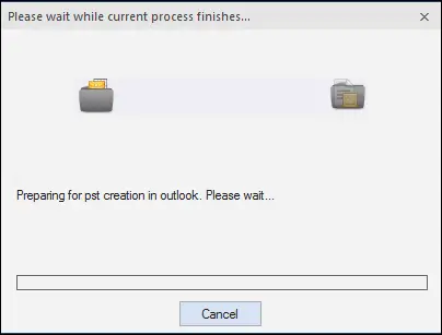 Monitor the conversion progress in the dialog box