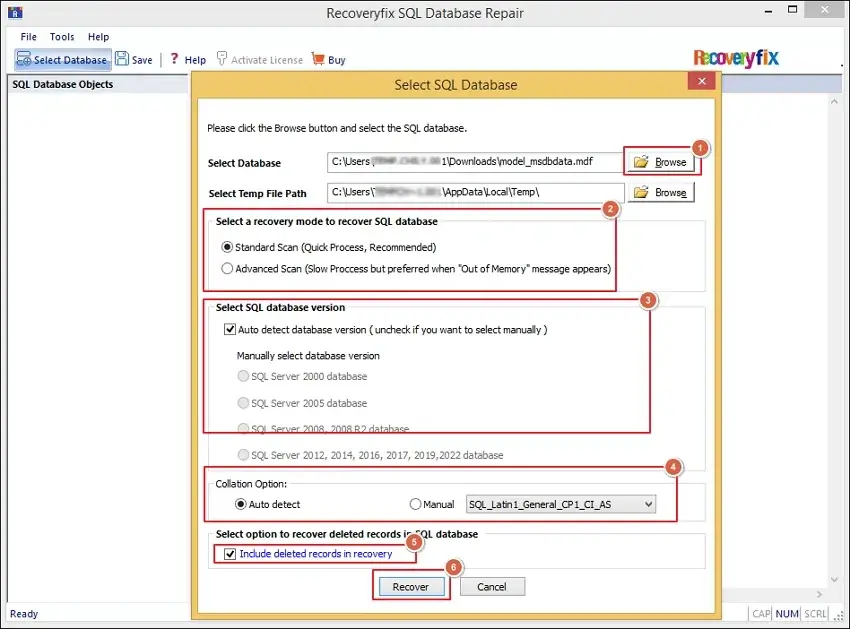 Add a corrupt or damaged MDF file
