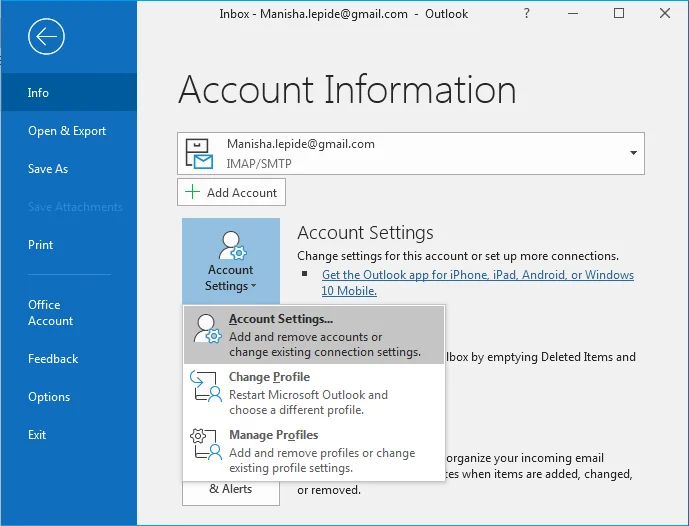select Account Settings