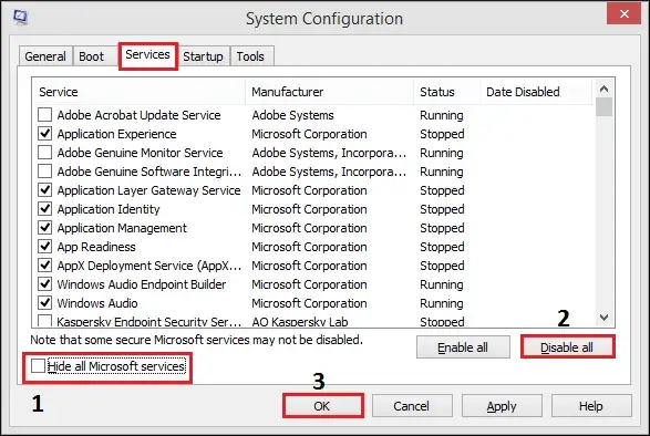 Hide all Microsoft services