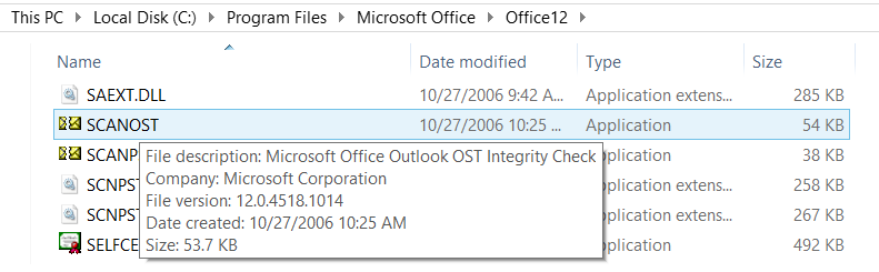 double-click the ScanOST.exe file to launch the tool