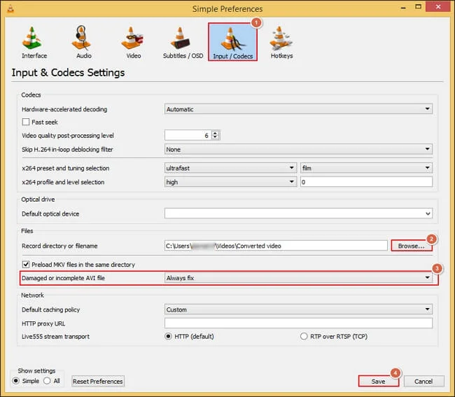 Repair damaged files and save