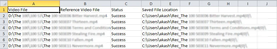 sample of the CSV report is added below