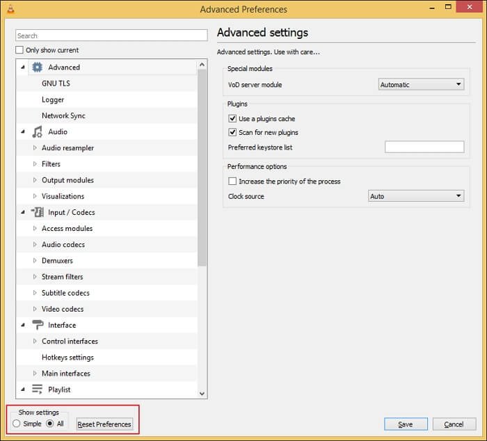 Show settings section