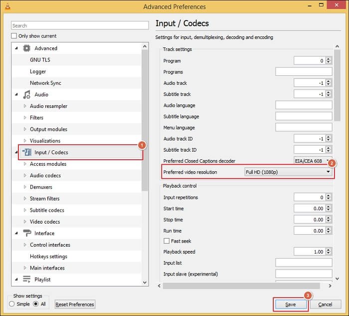 Change the Preferred video resolution