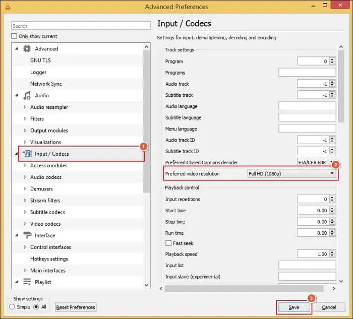 Change the Preferred video resolution