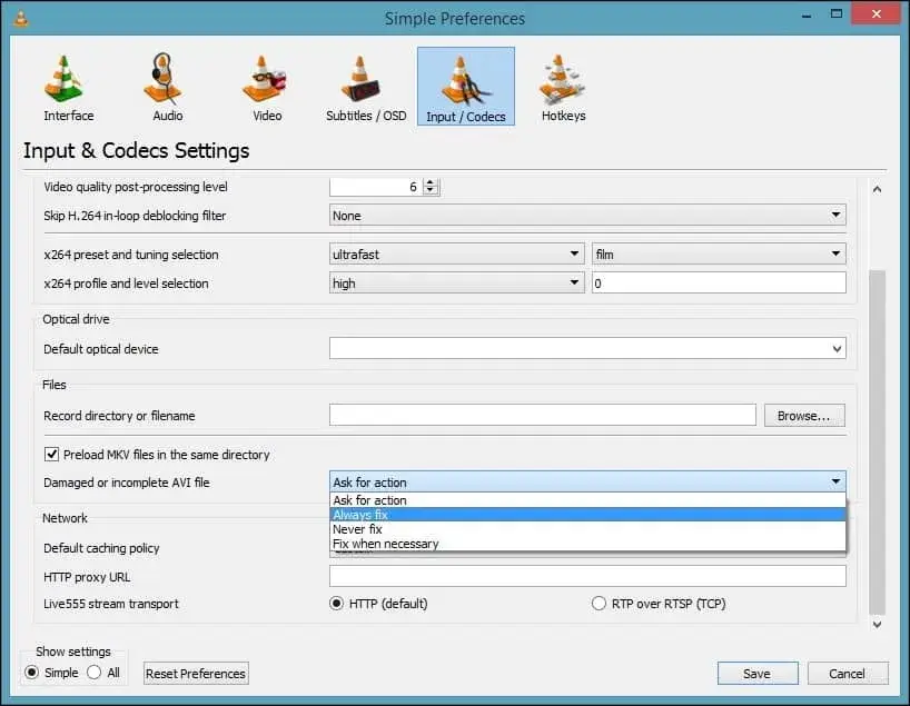 Repair AVI files