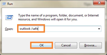 Run box and type outlook