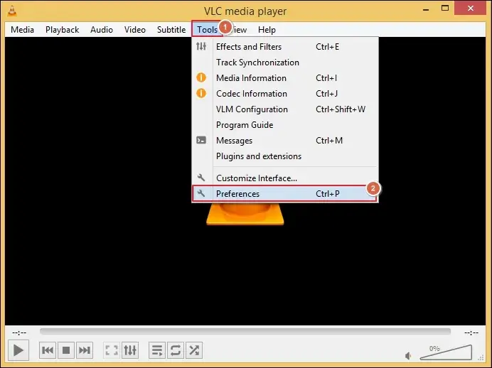 select Preferences or press Ctrl plus P keys