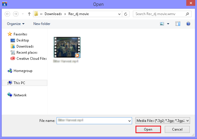 Select and add corrupt video files.