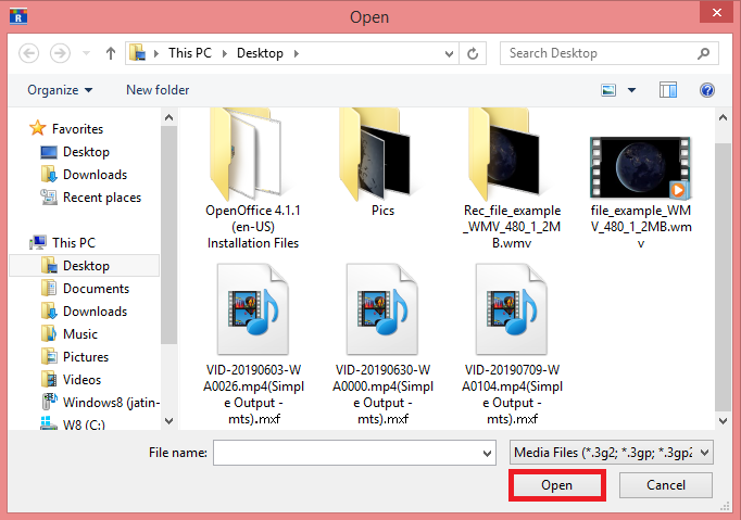 browse the folder where your corrupted MXF files