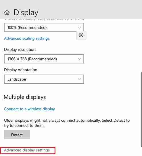 Advanced Display Settings