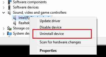select Uninstall