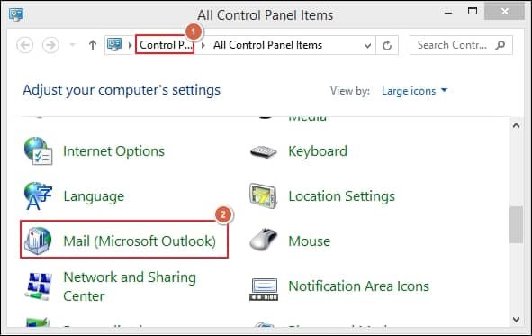In Control Panel goto mail
