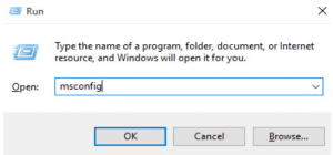 Next, type up msconfig and tap Enter.