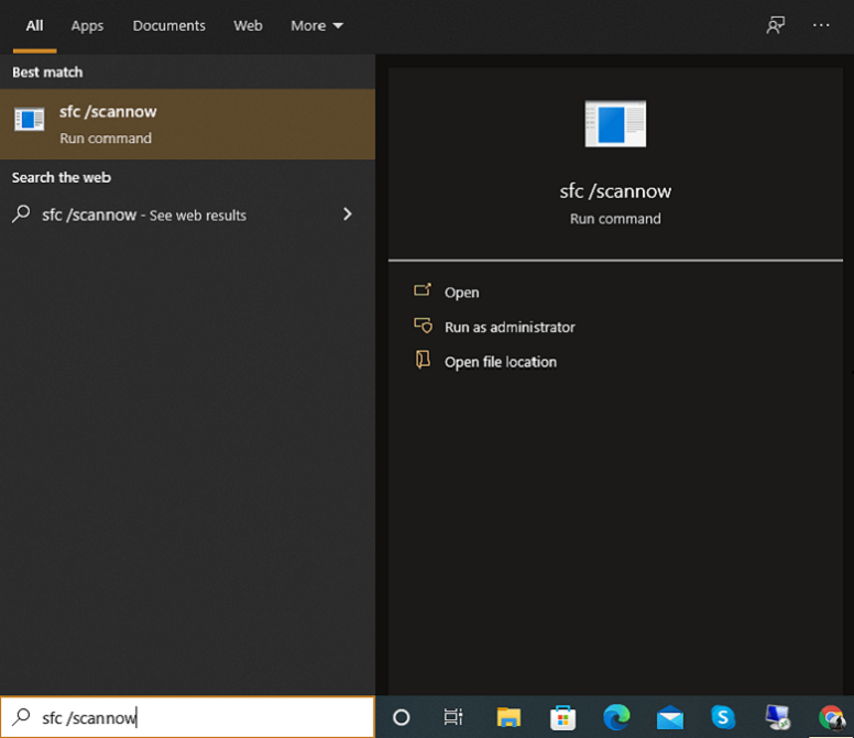 tap on the option Run as administrator.