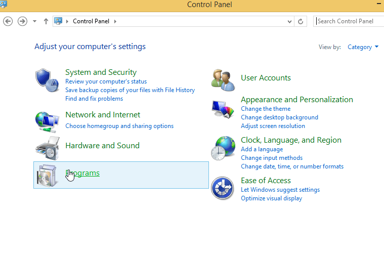 Tap on the option Programs