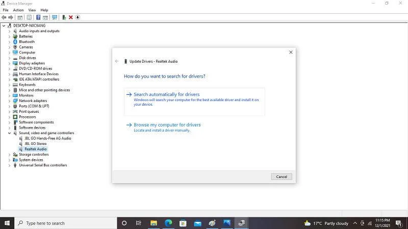 Search automatically for driver