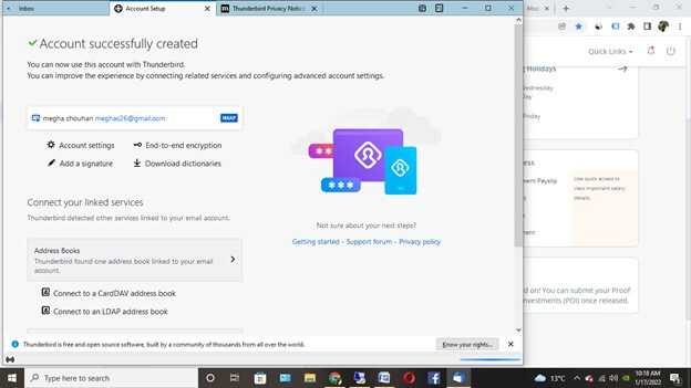 successfully configured your Gmail account with Thunderbird