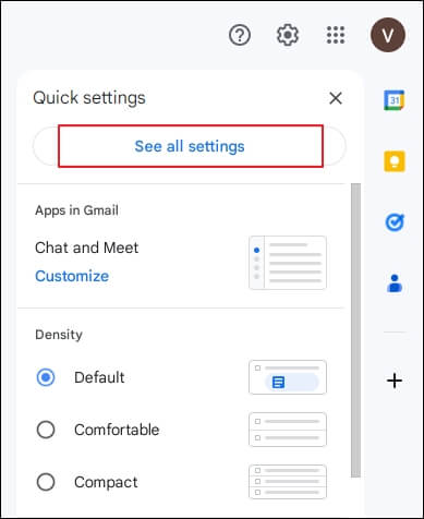 See all settings option