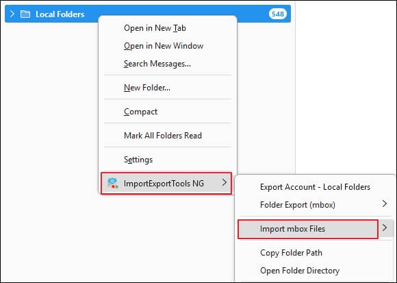 proceed with Import mbox File option