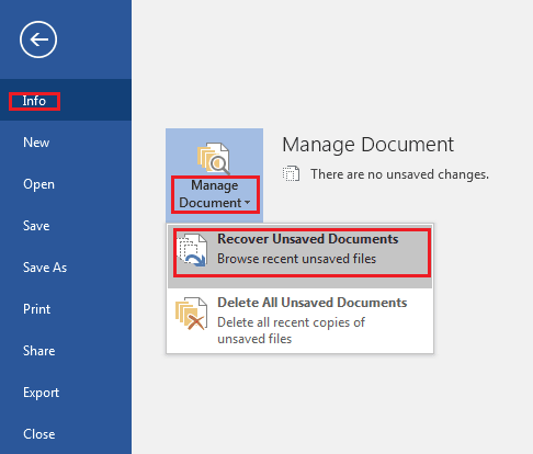 Recover Unsaved Documents