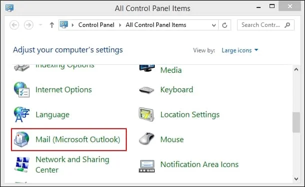 Access the Control Panel and select the Mail