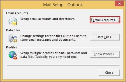 Choose Email Accounts from the next option