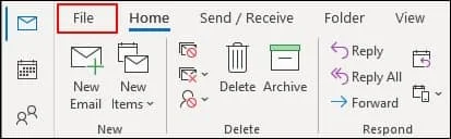 access the Outlook application and tap on the File
