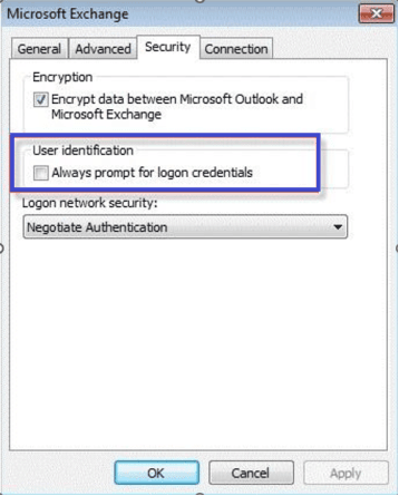 Encrypt data between Outlook and Microsoft Exchange option