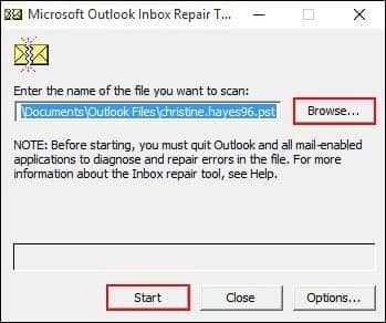 Select the PST file