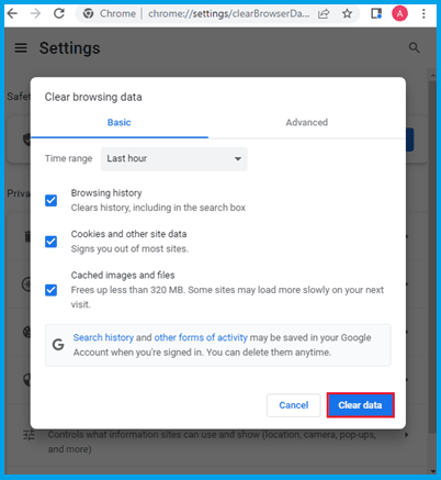 click on Clear data