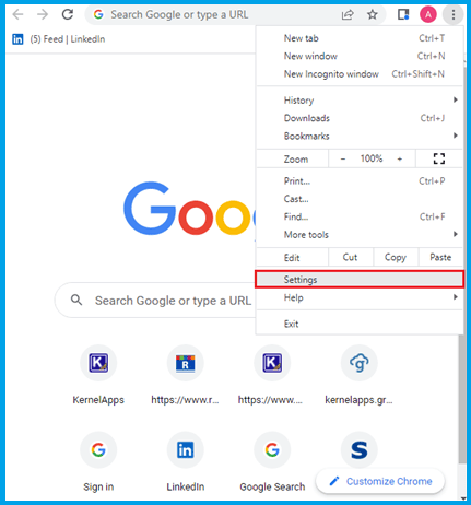select the Settings