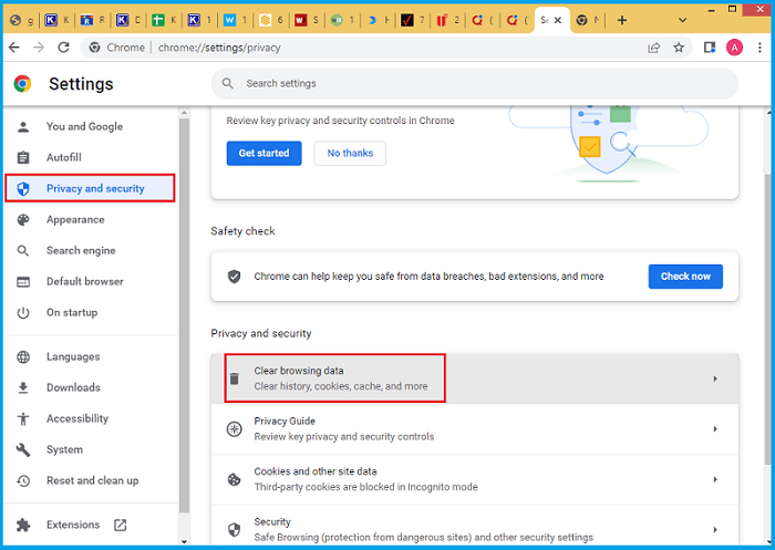Clear browsing data
