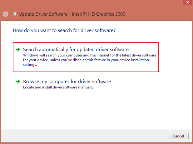 Search automatically for updated driver software