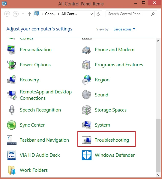 click on Troubleshooting