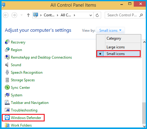 select Windows Defender Firewall to open it