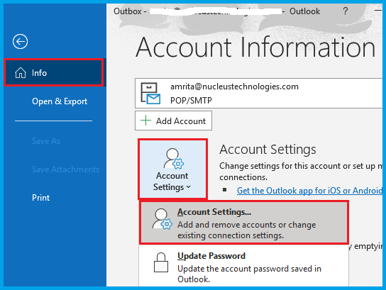 select Account Settings