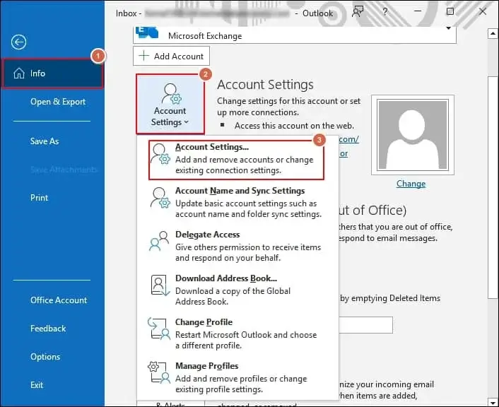 Account Settings option