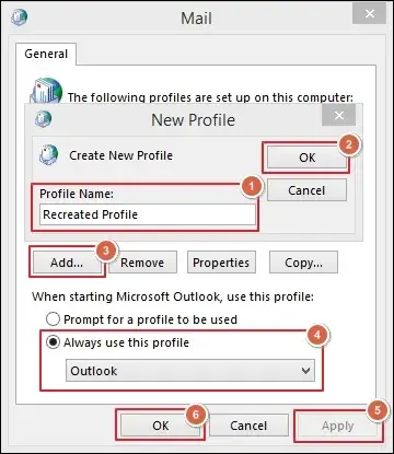 Click Add to Create New Profile and Enter a Profile Name and hit OK